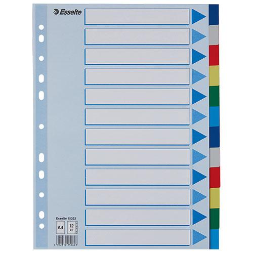 Photo de Intercalaires PVC - 12 onglets - A4 - Multicolore - Esselte
