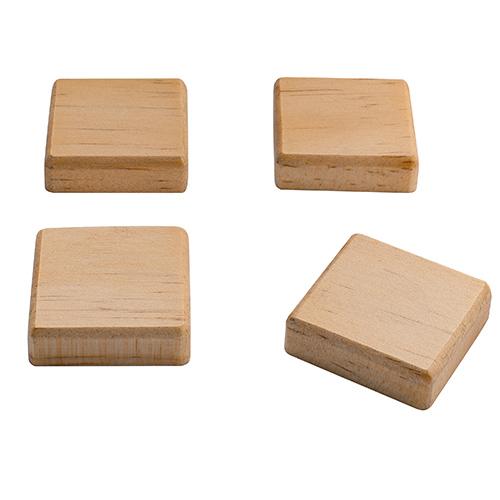 Photo de Aimant en bois carrés pr tableau verre - lot de 4 - Brun - Sigel