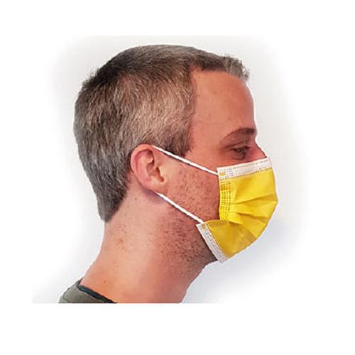Photo de Masque de protection jetable type chirurgical - Anse alluminium  - Jaune