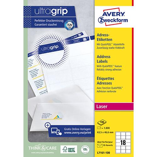 Photo de Etiquette 63.5  x 46.6 mm - Avery L7161-100 - Blanc - Avery