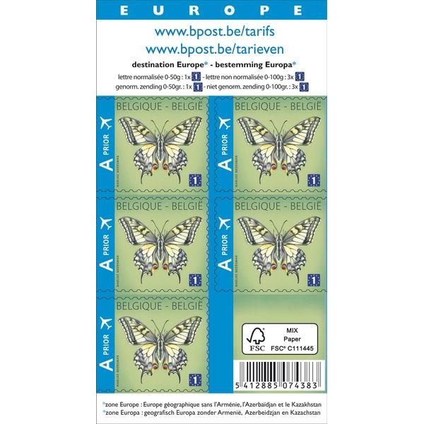 Photo de Timbre Europe - 10 feuilles de 5 timbres autocollants - Bpost